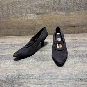 Anne Klein Brown Suede Snipped Toe Pumps Women's Size 8.5 Italian made